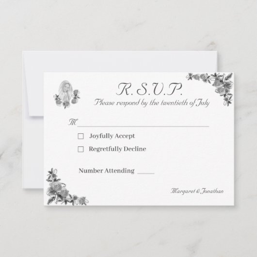 Carte de réponse du Mariage catholique Vierge Mari (Devant)