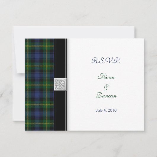 Carte de réponse du Mariage celtique Gordon Tartan (Devant)