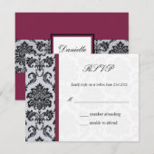 Carte de réponse du Mariage Damask Burgundy (Devant / Derrière)