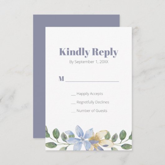 Carte de réponse du Mariage d'aquarelle de couleur (Devant / Derrière)