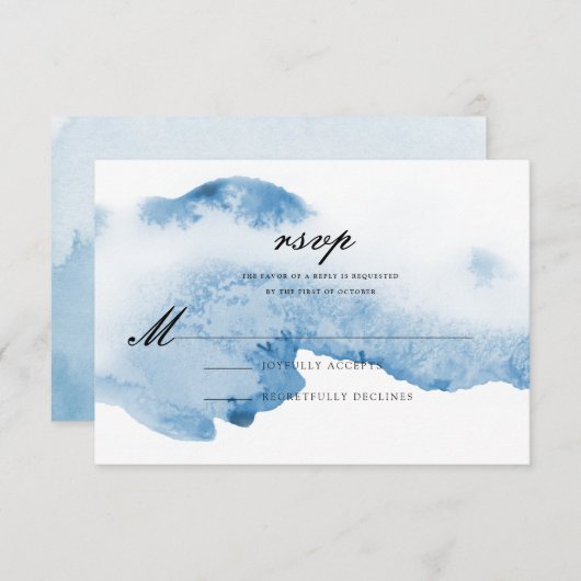 Carte de réponse du Mariage d'aquarelle Ombre | Bl (Devant / Derrière)