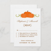 Carte de réponse du Mariage de automne citrouille (Devant / Derrière)