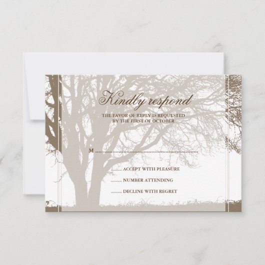 Carte de réponse du Mariage de automne de chêne Br (Devant)