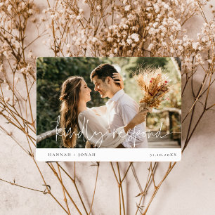 Carte de réponse du Mariage de calligraphie élégan