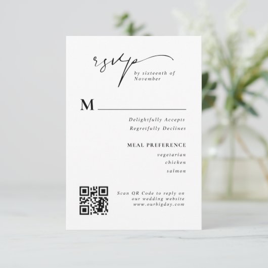 Carte de réponse du Mariage de code QR de script m (Debout devant)