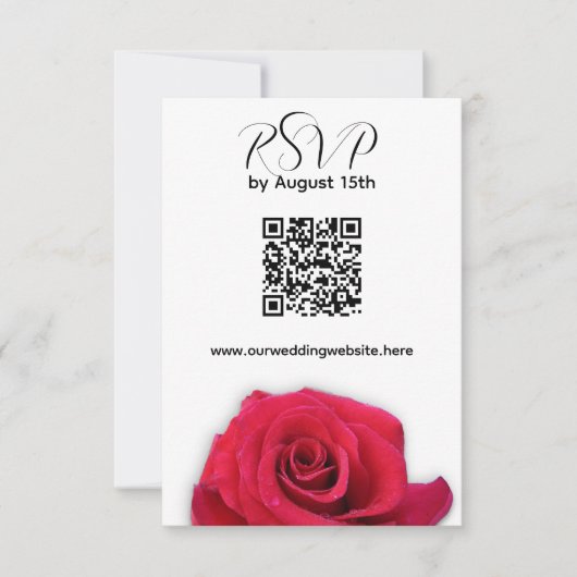 Carte de réponse du Mariage de code QR Red Rose (Devant)