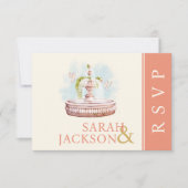 Carte de réponse du Mariage de corail Doses romant (Devant)