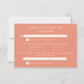 Carte de réponse du Mariage de corail Doses romant (Dos)