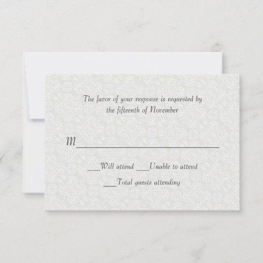 Carte de réponse du Mariage de dentelle blanche (Devant)