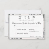 Carte de réponse du Mariage de dentelle rose-champ (Devant)