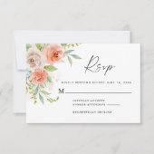 Carte de réponse du Mariage de fleurs roses de Pêc (Devant)