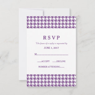 Carte de réponse du Mariage de Houndstooth violet
