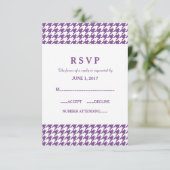 Carte de réponse du Mariage de Houndstooth violet (Debout devant)