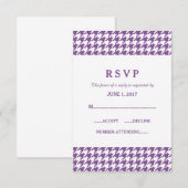 Carte de réponse du Mariage de Houndstooth violet (Devant / Derrière)