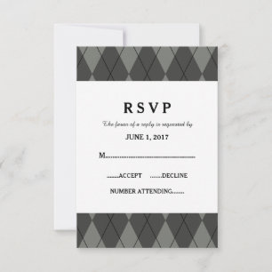 Carte de réponse du Mariage de Jacquard gris