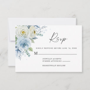 Carte de réponse du Mariage de la Flore bleu Dusty