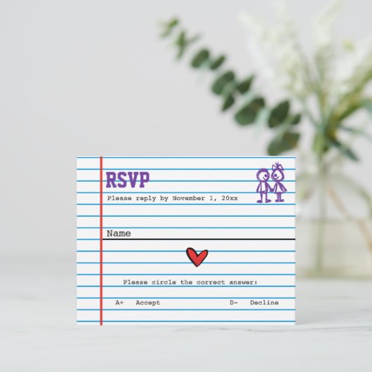 Carte de réponse du Mariage de l'école (Debout devant)