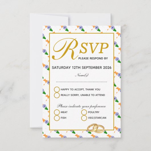 Carte de réponse du Mariage de l'INDE (Devant)