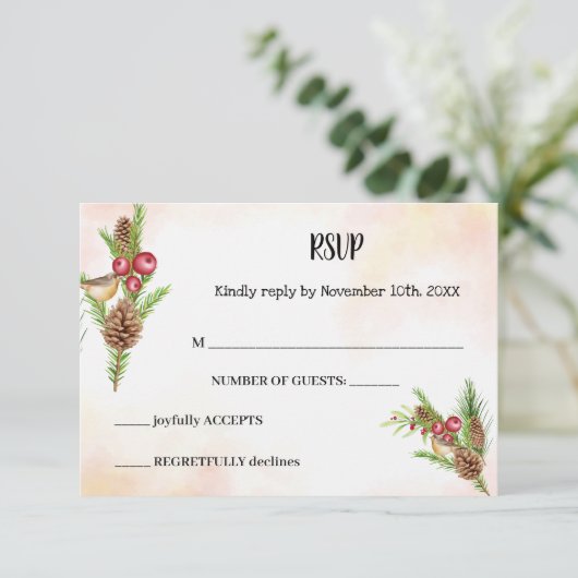 Carte de réponse du Mariage de Noël RSVP (Debout devant)