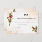 Carte de réponse du Mariage de Noël RSVP (Devant / Derrière)