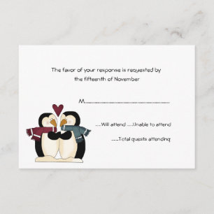 Carte de réponse du Mariage de pingouins