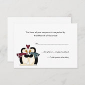 Carte de réponse du Mariage de pingouins (Devant / Derrière)