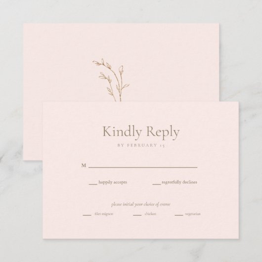 Carte de réponse du Mariage de remplissage en or B (Devant / Derrière)