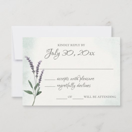 Carte de réponse du Mariage de sage Lavender (Devant)