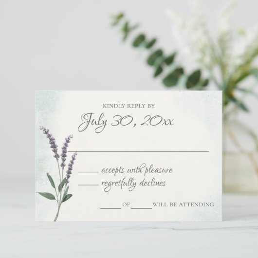 Carte de réponse du Mariage de sage Lavender (Debout devant)