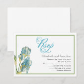 Carte de réponse du Mariage de script Blue Iris (Devant / Derrière)