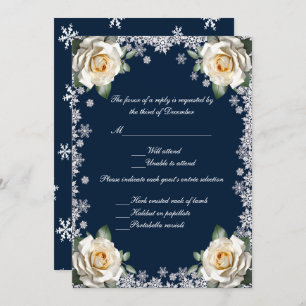 Carte de réponse du Mariage de Snowflake Roses bla