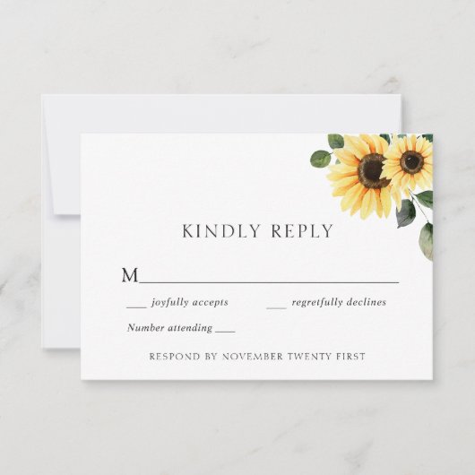 Carte de réponse du Mariage de tournesol d'automne (Devant)