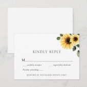 Carte de réponse du Mariage de tournesol d'automne (Devant / Derrière)