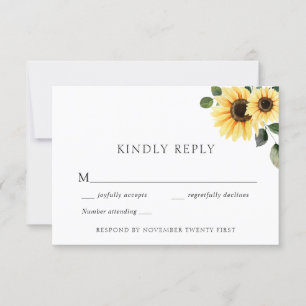 Carte de réponse du Mariage de tournesol d'automne