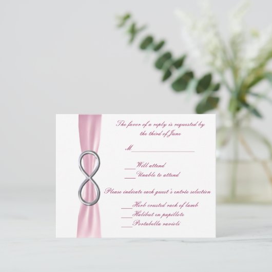 Carte de réponse du Mariage d'infinité rose (Debout devant)