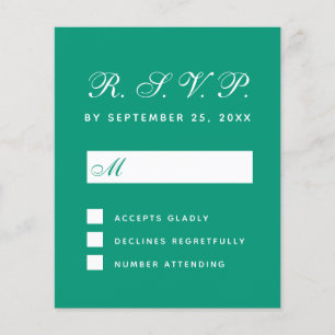 Carte de réponse du Mariage du budget vert Emerald