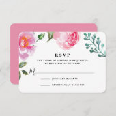 Carte de réponse du Mariage floral Spring Peony (Devant / Derrière)