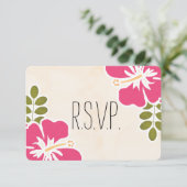 CARTE DE RÉPONSE DU MARIAGE FUCHSIA HIBISCUS HAWAI (Debout devant)