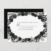Carte de réponse du Mariage gothique Rose blanc et (Devant / Derrière)