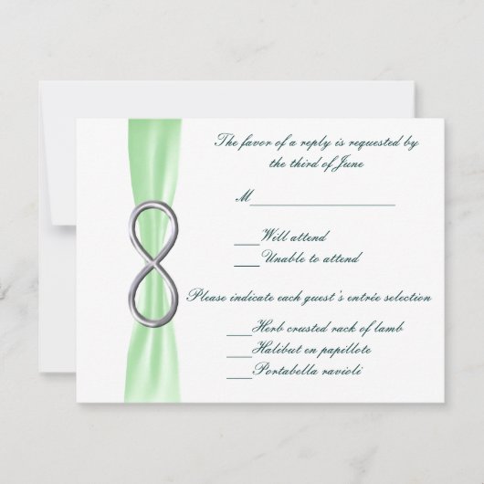 Carte de réponse du Mariage Green Infinity (Devant)