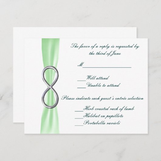Carte de réponse du Mariage Green Infinity (Devant / Derrière)