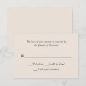 Carte de réponse du Mariage ivoire (Devant / Derrière)