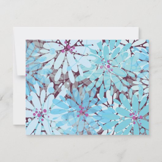 Carte de réponse du Mariage KINDA BLUE FLEURS (Dos)