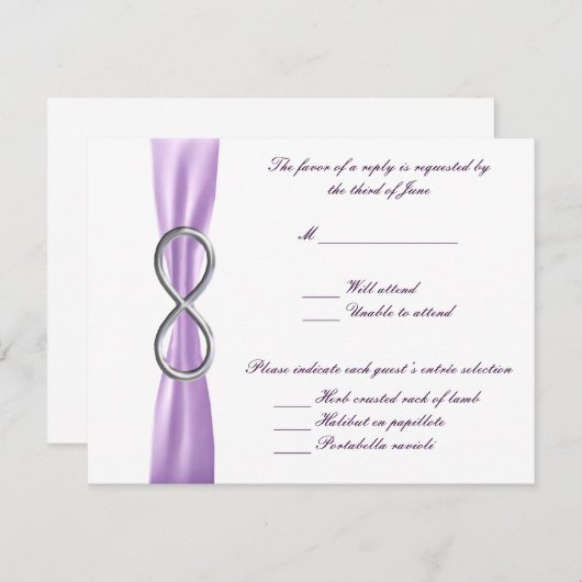 Carte de réponse du Mariage Lavender Infinity (Devant / Derrière)