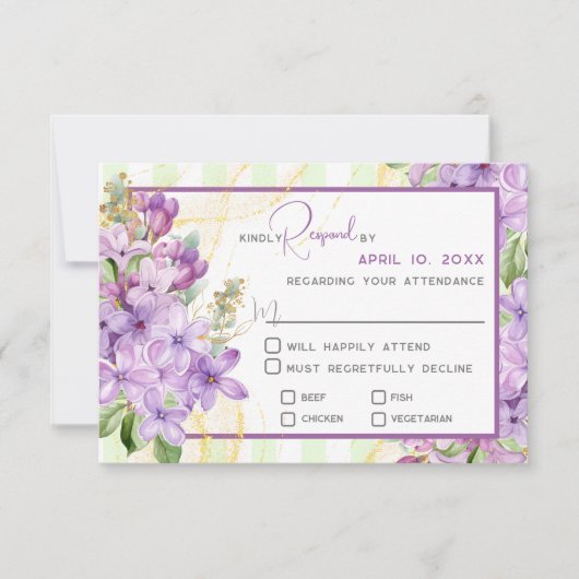 Carte de réponse du Mariage Lilac violet (Devant)