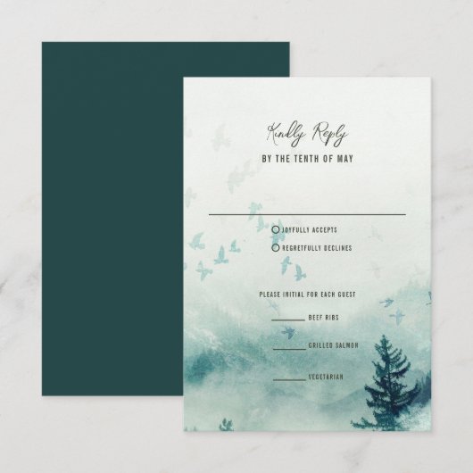 Carte de réponse du Mariage Misty Mountain (Devant / Derrière)