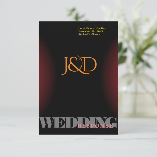 Carte de réponse du Mariage monogramme (Debout devant)