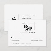 Carte de réponse du Mariage Monogramme moderne chi (Devant / Derrière)