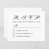 Carte de réponse du Mariage noir et blanc du budge (Devant / Derrière)