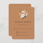 Carte de réponse du Mariage occidental Floral Boho (Devant / Derrière)